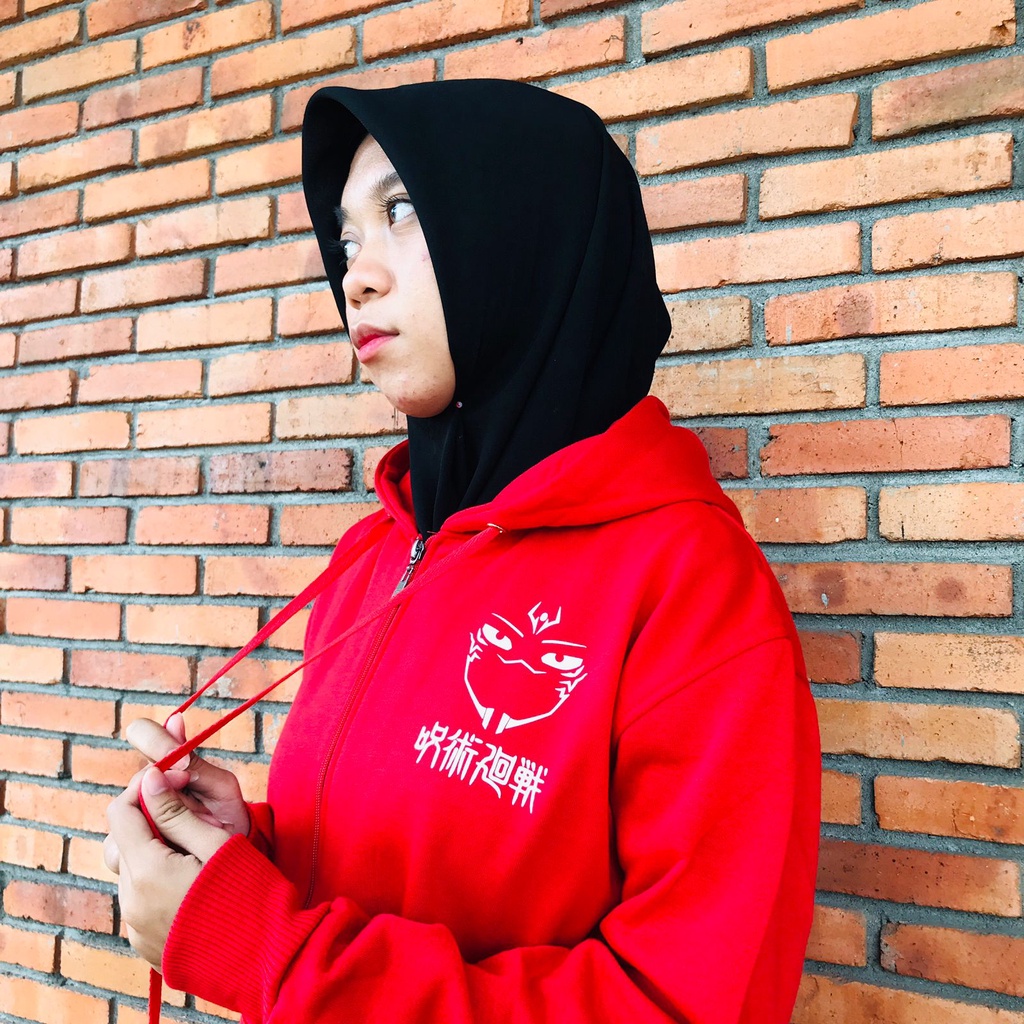 Jaket Sukuna Curse Red Anime Manga Jujutsu Kaisen Premium Unisex