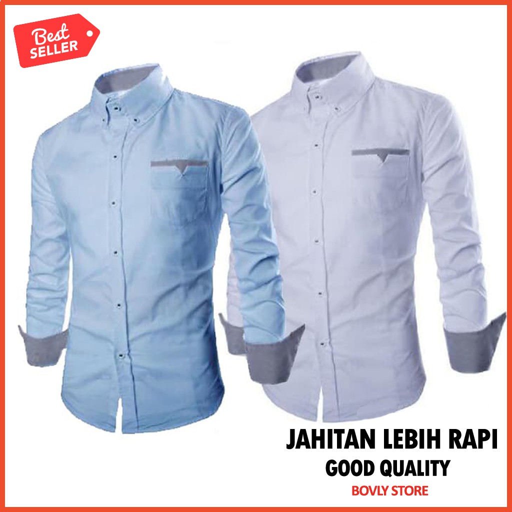 Kemeja Pria Best Seller Model Terbaru Fashion Formal Murah Hem L7R2 Keren Atasan Cowok Casual Baju