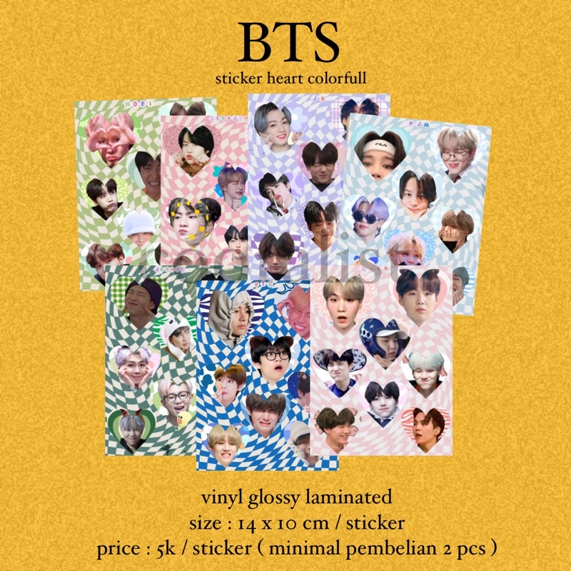 sticker kiss cut BTS / Bangtan heart colorfull aesthetic