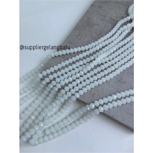 Crystal Ceko Doft 10mm Putih Doff bahan aksesoris beads manik donat