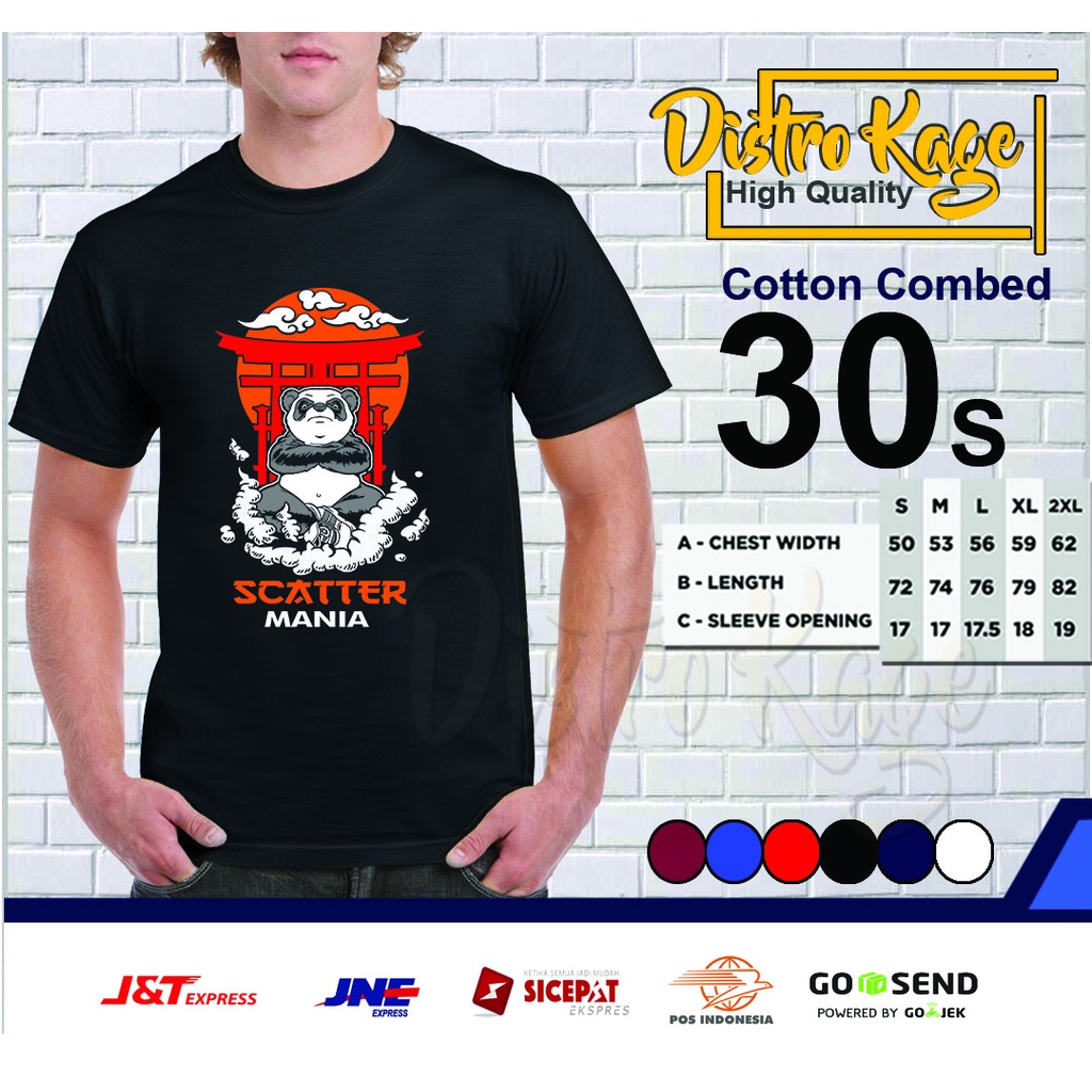 Baju Kaos Pria Scatter Mania Panda Pragmatic Play Ukuran Dewasa Unisex Cotton Combed 30s Distro Kage