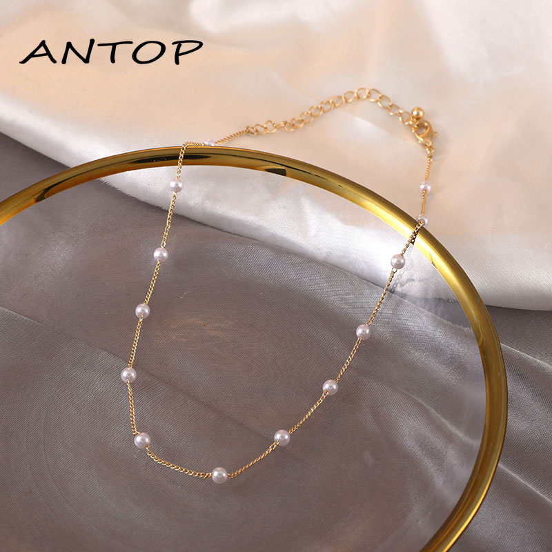 Adjustable Fashion Classic Clavicle Pearl Necklace Exquisite Gold Necklace ANTOP