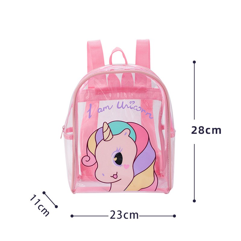 Tas Ransel Unicorn transparant PVC anti air waterproof tas renang tas plastik tas punggung anak perempuan kado ultah anak perempuan TAS BLINGBERRY ORIGINAL IMPORT TAS BLINGBERRY GROSIR ultah unicorn tas import kado ultah