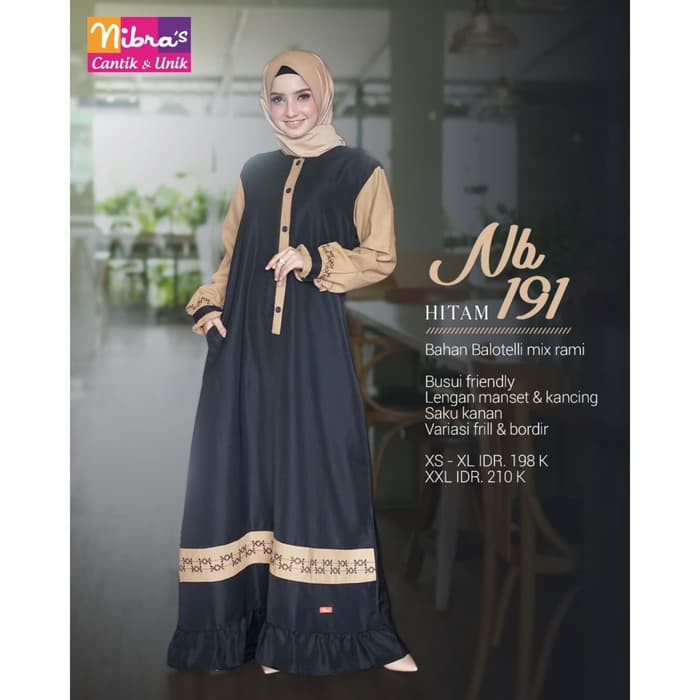 Baju gamis nibras wanita terbaru gamis syari busui Ori Nibras NB 191 - -