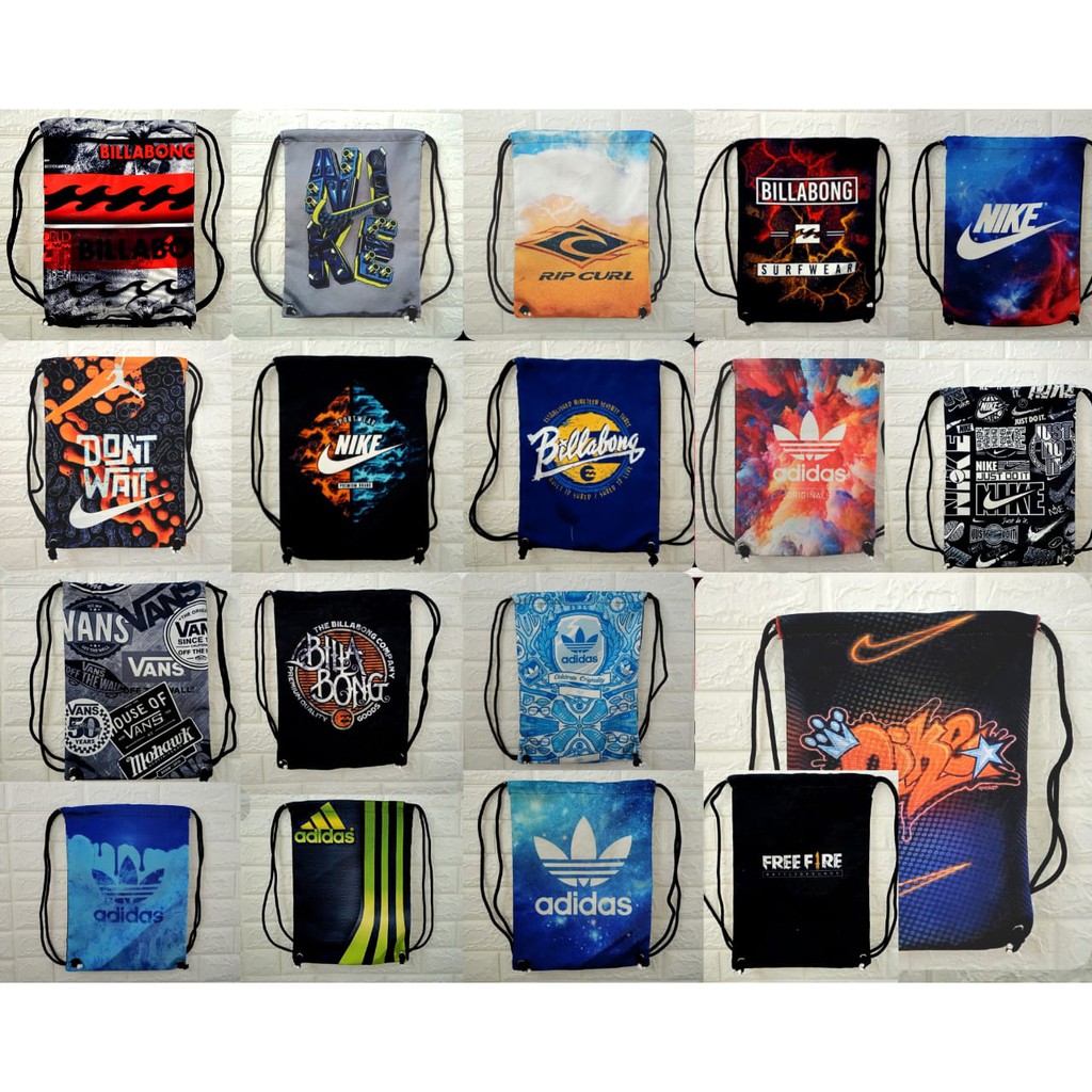 (RANDOM Tidak Bisa Pilih) Tas String Bag Drawstring Bag Tas Serut Pria/Wanita Gym Olahraga