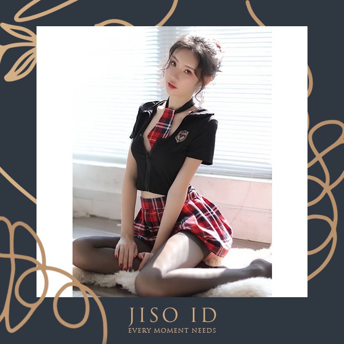 Lingerie Wanita Pelajar Korea Kotak Kotak Kostum Seragam Sekolah Murid Cosplay Sexy Student College