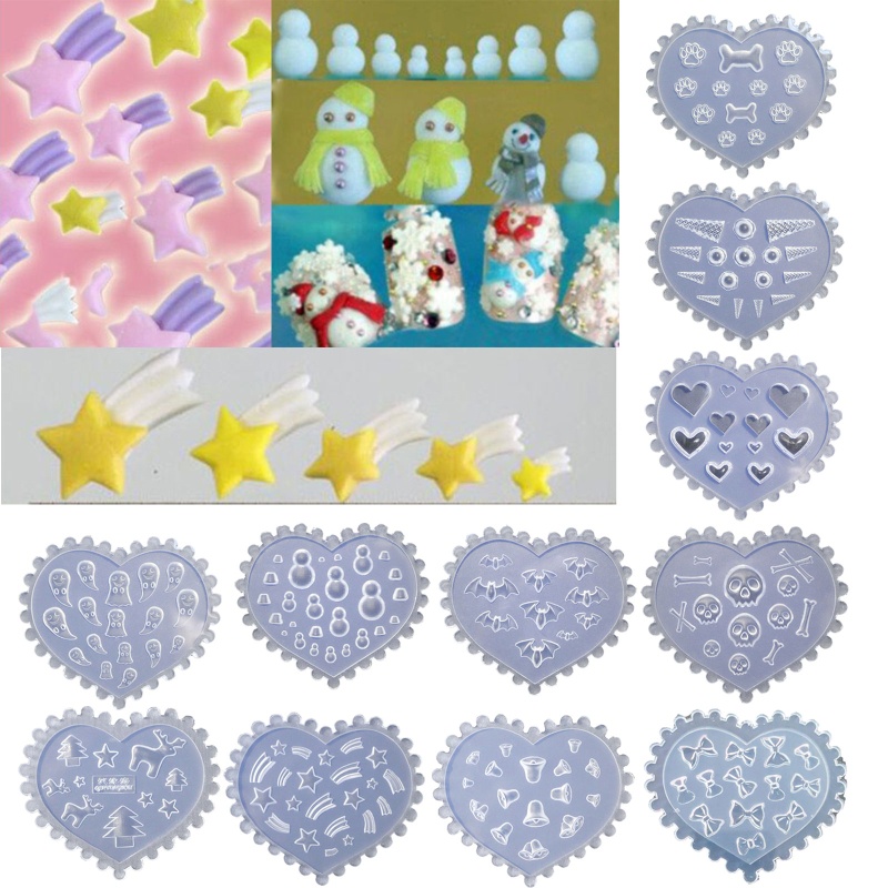 Siy Cetakan Resin Akrilik Gel Nail Art Bentuk Tengkorak Bunga Ukuran Mini