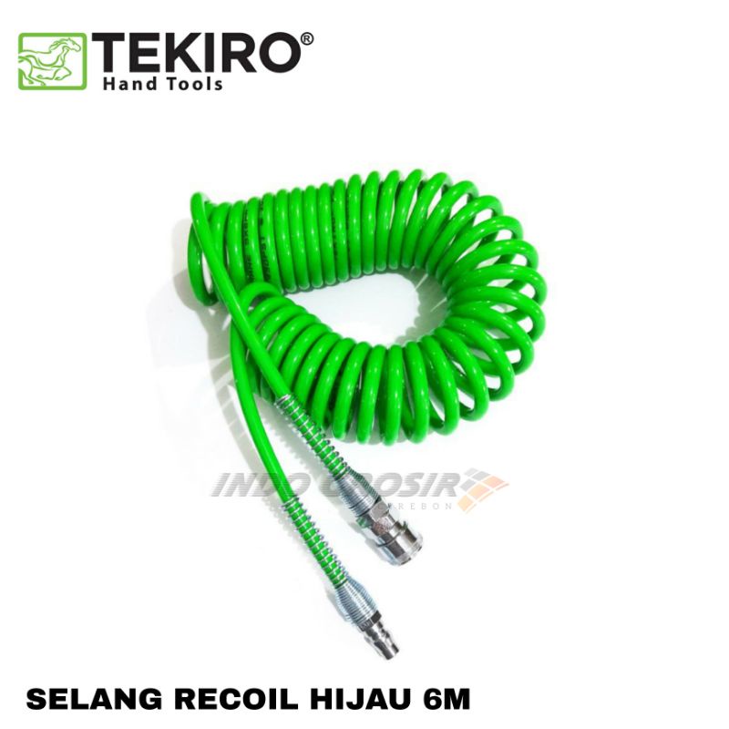 TEKIRO Selang Kompressor Hijau 6 Meter / Recoil Hose / Selang Spiral Angin kompressor