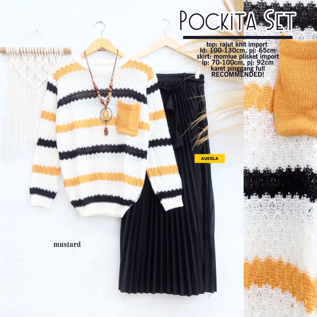 POCKITA SET MATT RAJUT KNIT IMPORT MIX MOMLUE PLISKET IMPORT BY AQEELA