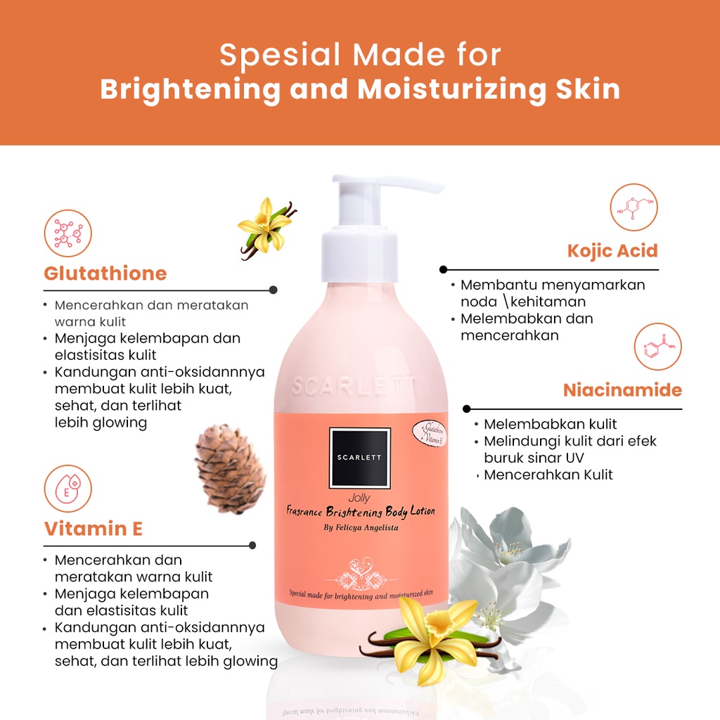 Scarlett Whitening Body Serum Jolly + Body Lotion Jolly Mencerahkan dan melembabkan kulit