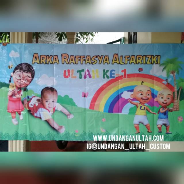 Cetak Banner ulang tahun 2x1m murah tema Upin ipin