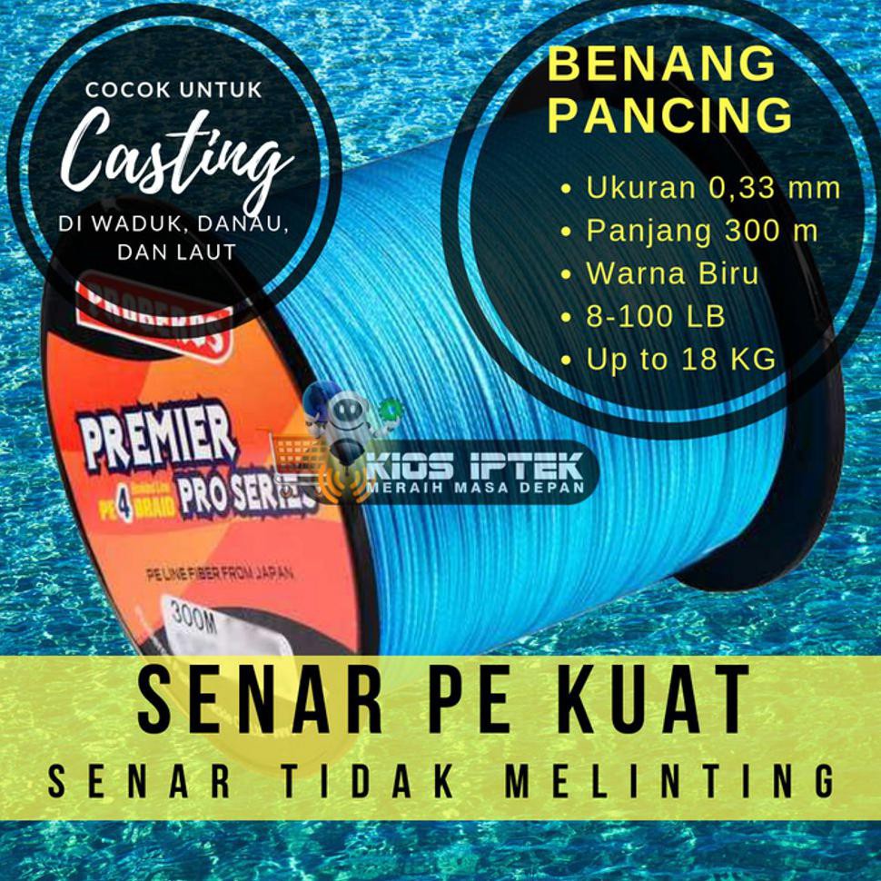 MURAH Senar Pancing PE 4 0.33 mm Biru Benang pancing anti melinting