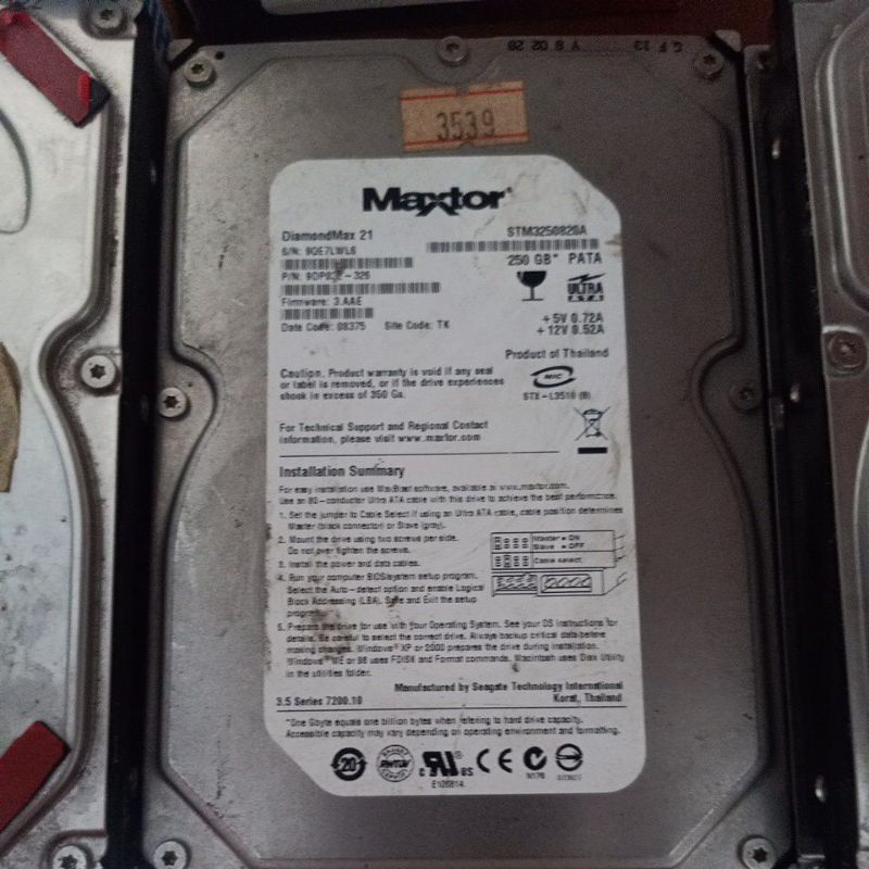 hardisk internal PC  ata/ide 250Gb