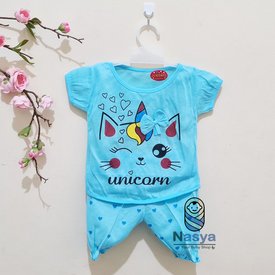 [N-052] setelan baju bayi perempuan motif kucing lucu MURAH - Naomi (3-6m)