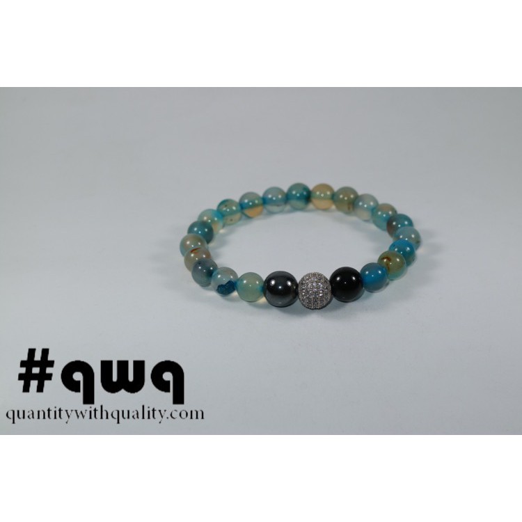 gelang batu unisex blustin onyx aquamarine tahan karat zircon