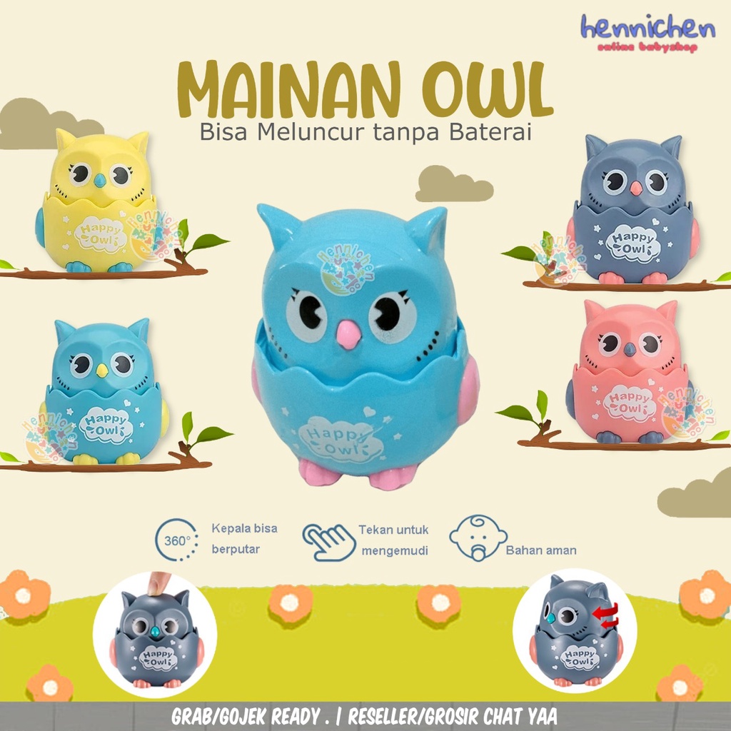 Mainan Anak burung happy owl Tekan bisa jalan Cute Owl Tanpa Baterai Lucu dan Awet BPA FREE