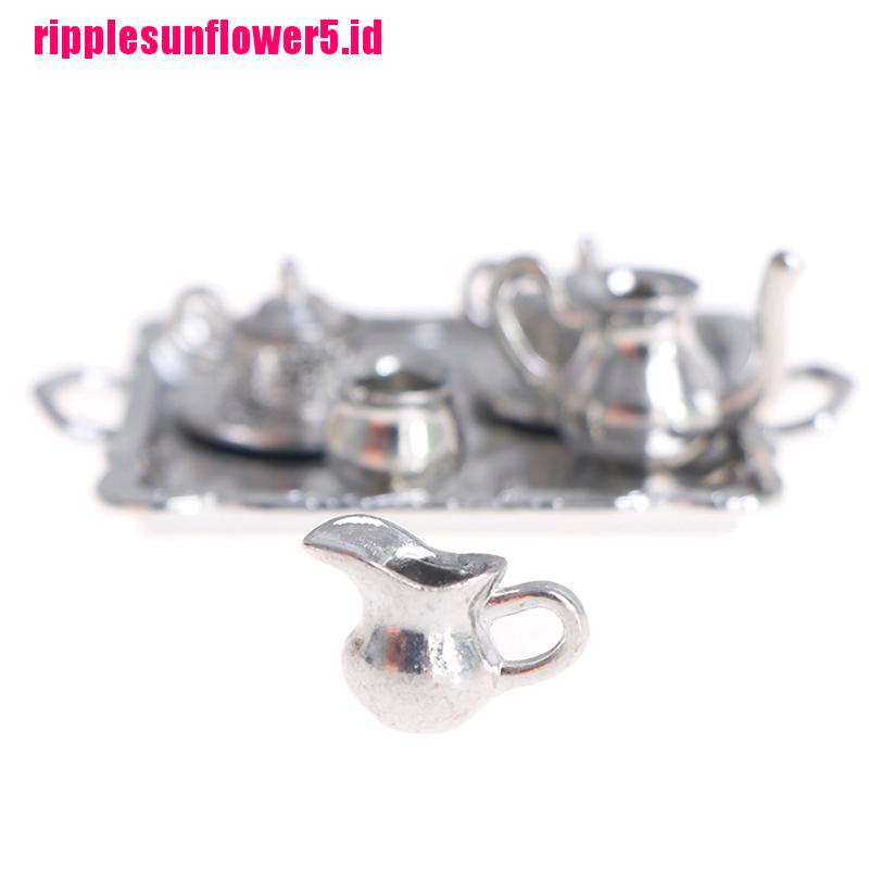 10pcs / set Miniatur Cangkir Teh / Kopi Bahan Metal Warna Silver Skala 1: 12 Untuk Rumah Boneka