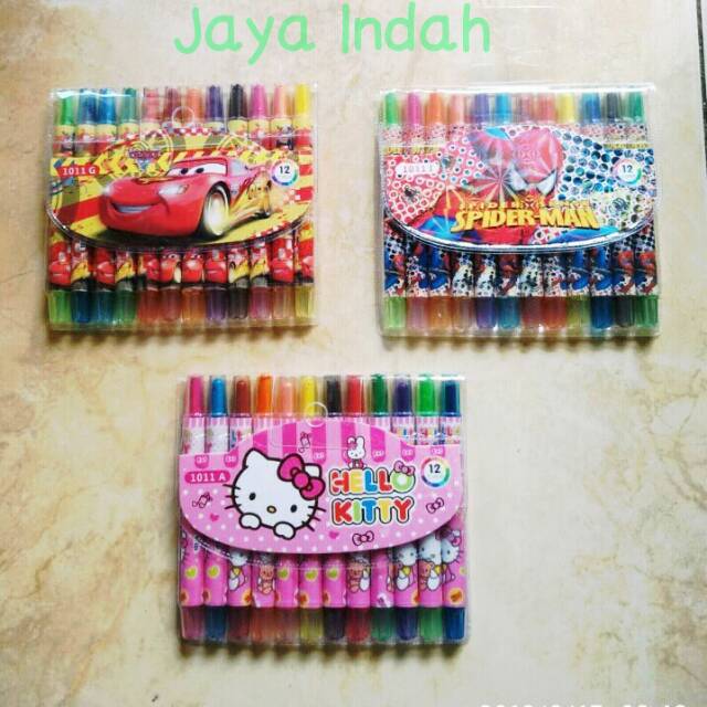 

original crayon putar hello kitty spiderman cars 12 warna