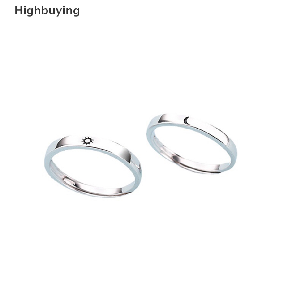 Hbid Cincin Terbuka Adjustable Model Matahari / Bulan Untuk Pasangan / Pria / Wanita