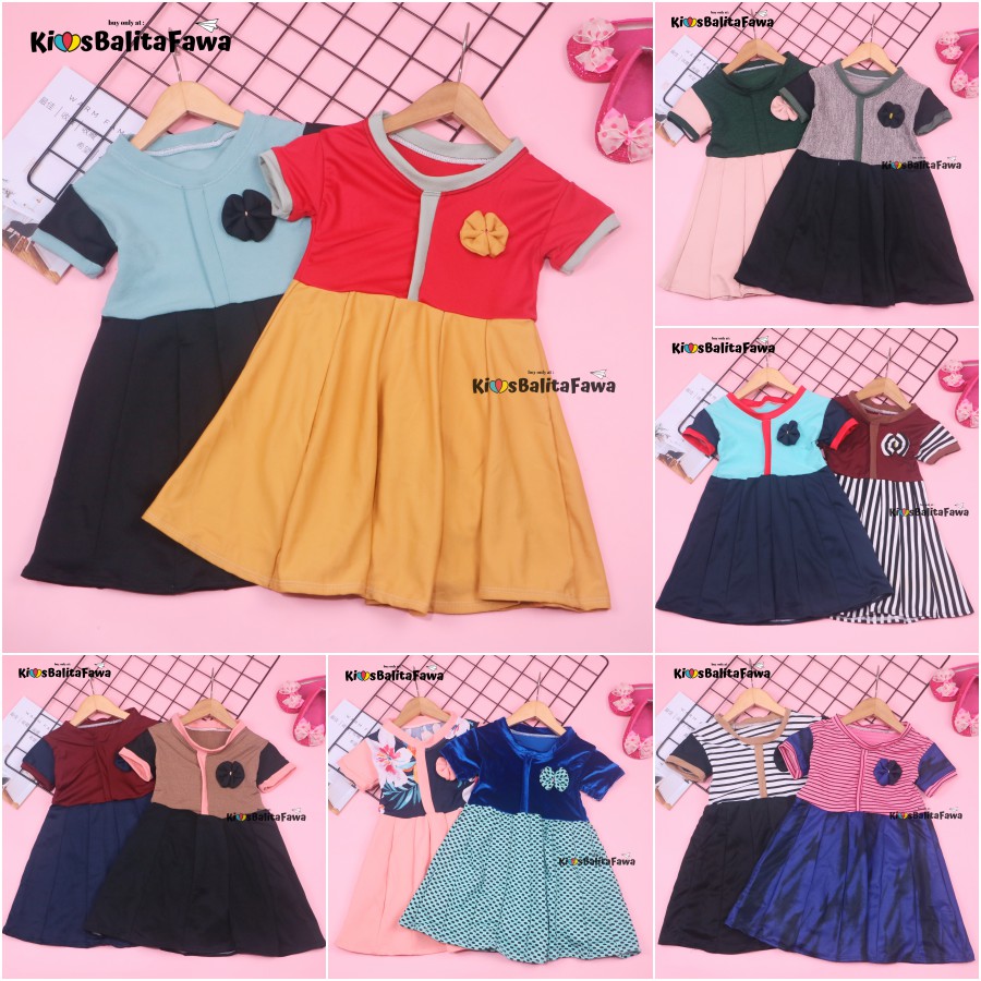 Dress Maudy uk 1-6 Tahun / baju Balita Cewek Harian Gaun Pesta Murah Dres Anak Perempuan babycinnamon