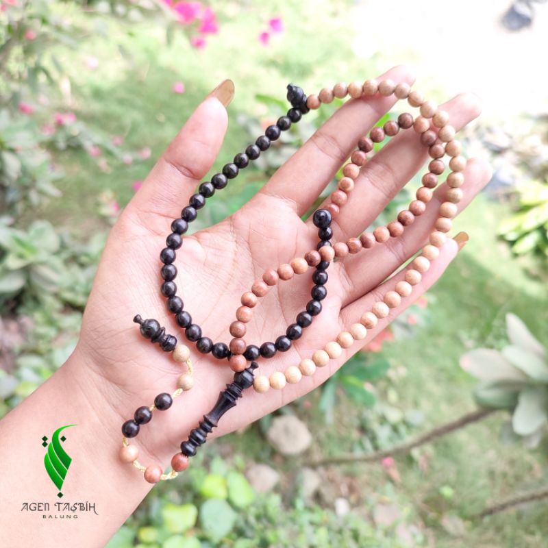 Tasbih Kombinasi 3Kayu(Setigi, Kelor Hitam, Bidara Arab) Size 6mm//COD