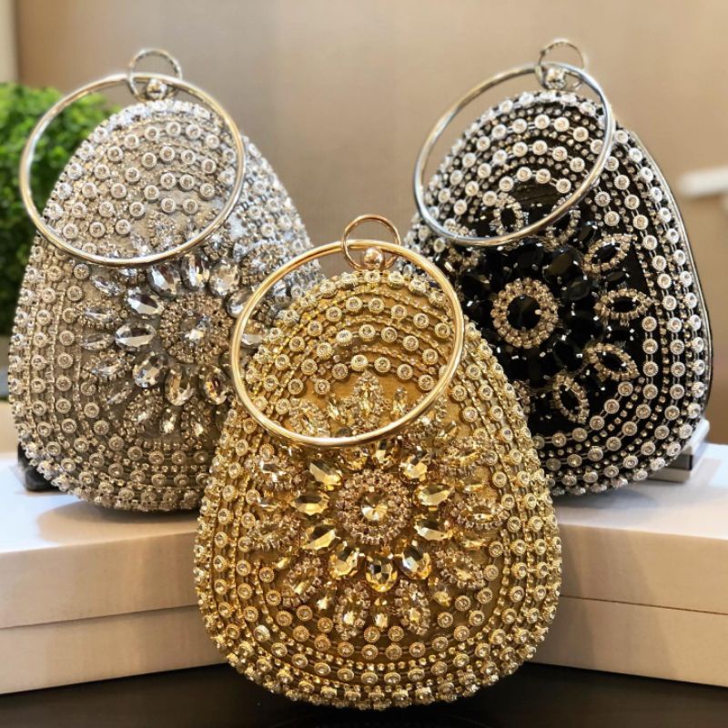 Tas Pesta MADISON Embellished Crystal Box Clutch