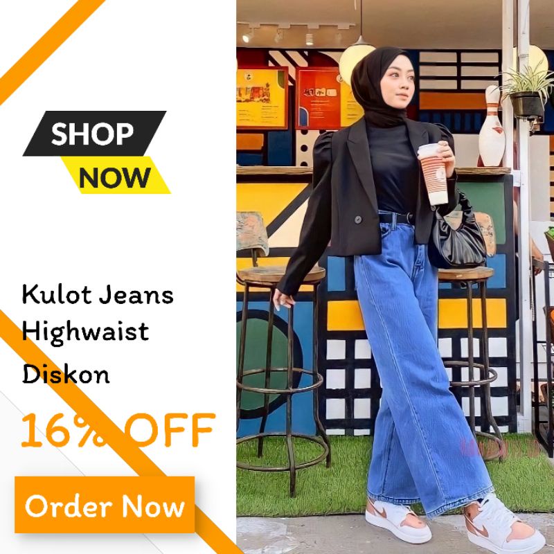 Luna kulot jeans HW / Kulot jeans premium / Celana kulot jeans wanita premium