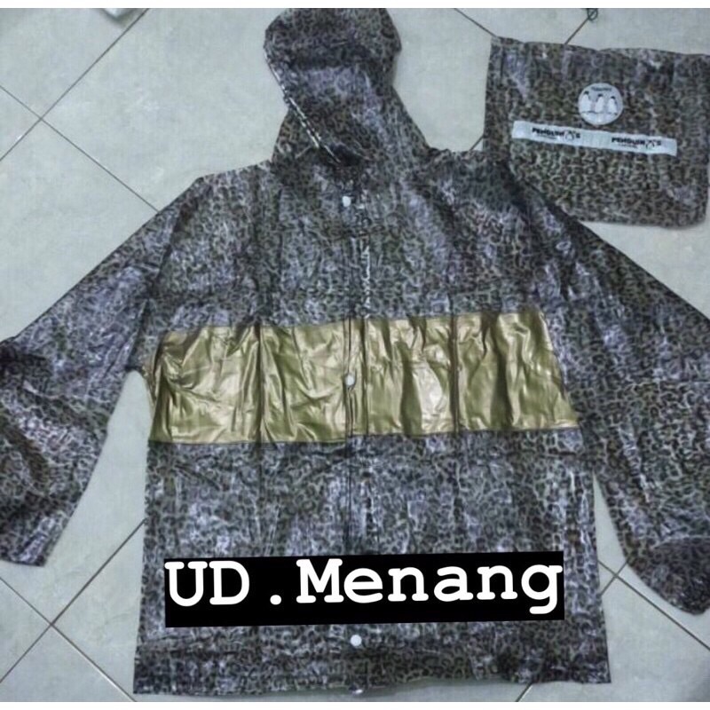 Jas Hujan Fashion Setelan Jaket Celana Penguins Motif Leopard (Murah) BAHAN 100%PVC RINGAN DIGUNAKAN