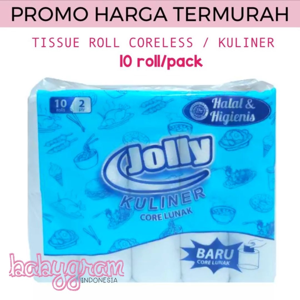 Tissue Gulung Jolly Coreless Tissue Roll Jolly Kuliner / Toilet 10 ROLL