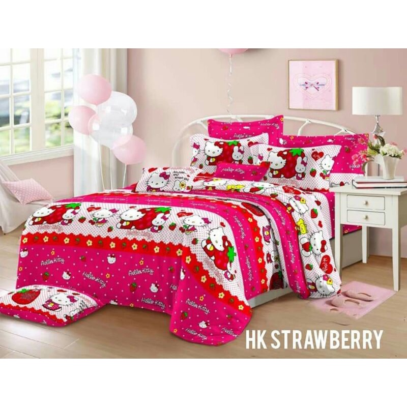 [COD] Sprei Homemade motif Hello Kitty Strawberry No.1 Kualitas Bagus