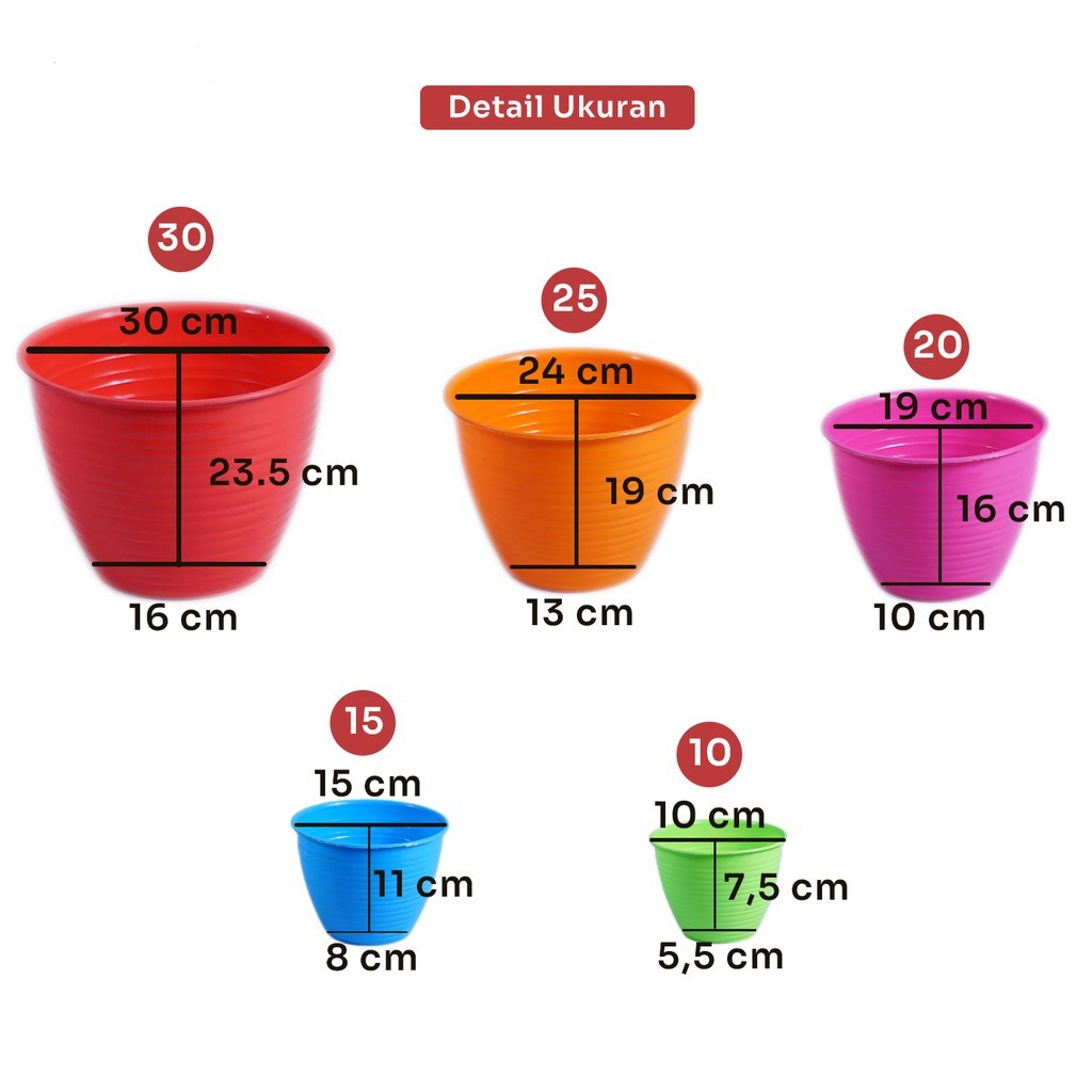 POT BUNGA TAWON 15 - 30CM WARNA WARNI - ORIGINAL TANAKA PLASTIC - Tanaman Pirus Guci Madu