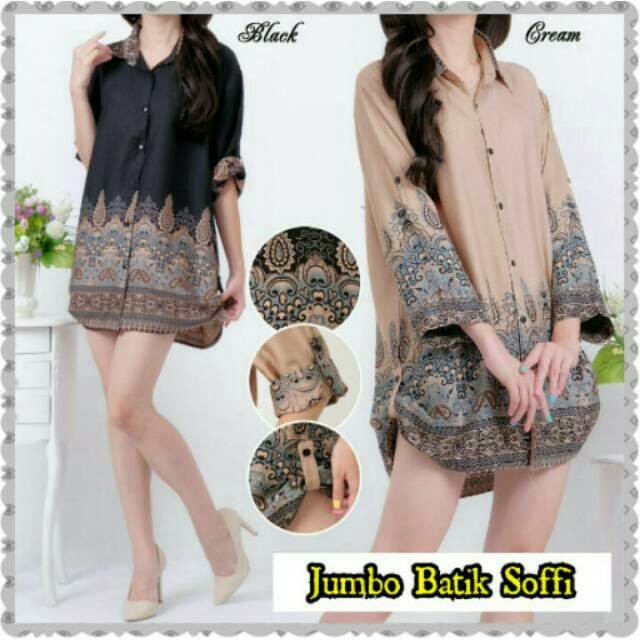 Kemeja/Hem/Atasan Wanita Rayon Batik Jumbo Kerah Resmi/Formal/Kerja/Kantor