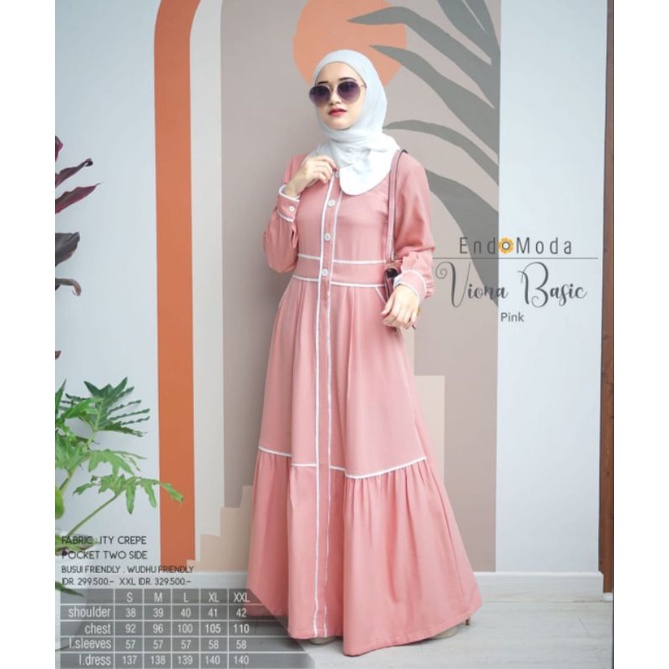 Gamis Premium Viona Nude by Endomoda|Gamis Polos|Gamis Simple|Gamis Jumbo|Gamis Busui|Dress Syari|Dr