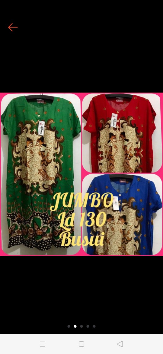 Daster Busui Friendly Jumbo Ld 130 Wayang Batik Halus Solo Kekinian Murah Cantik Adem Tebal Halus