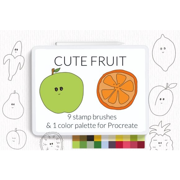 Procreate Brush - Cute Fruit &amp; Berries Procreate Stamps