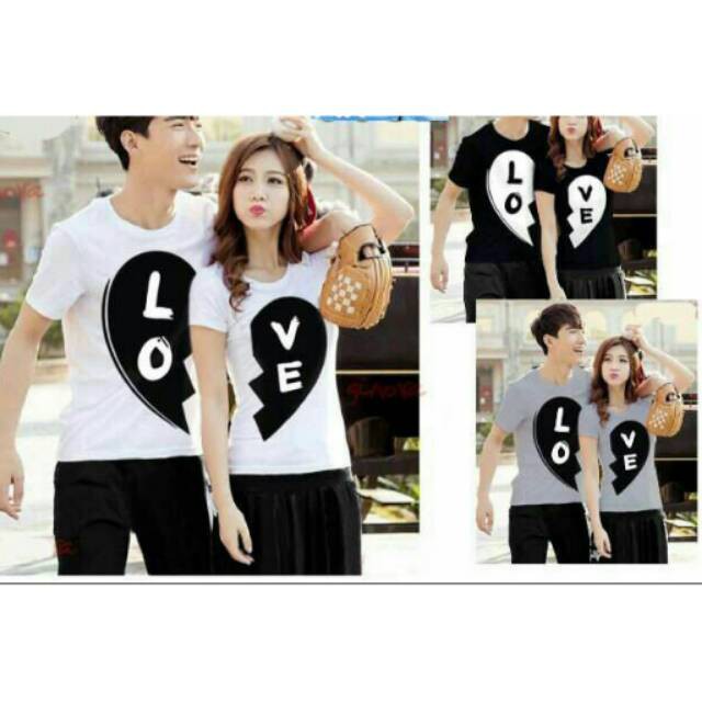 Kaos Couple / Baju Couple / Kaos Pasangan / Baju Pasangan Love Black