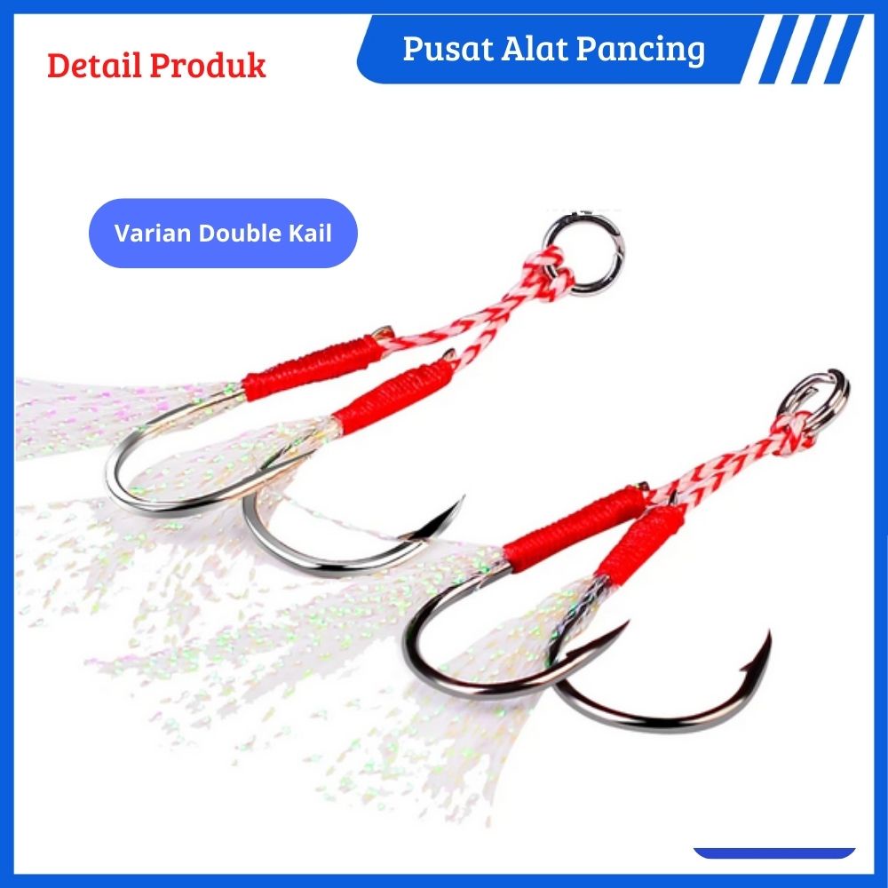 Kail Pancing Fishing Hook Jig Cor Kail Berduri Fishing Hook Double Hook Assist Hook Jigging Hook Single Hook