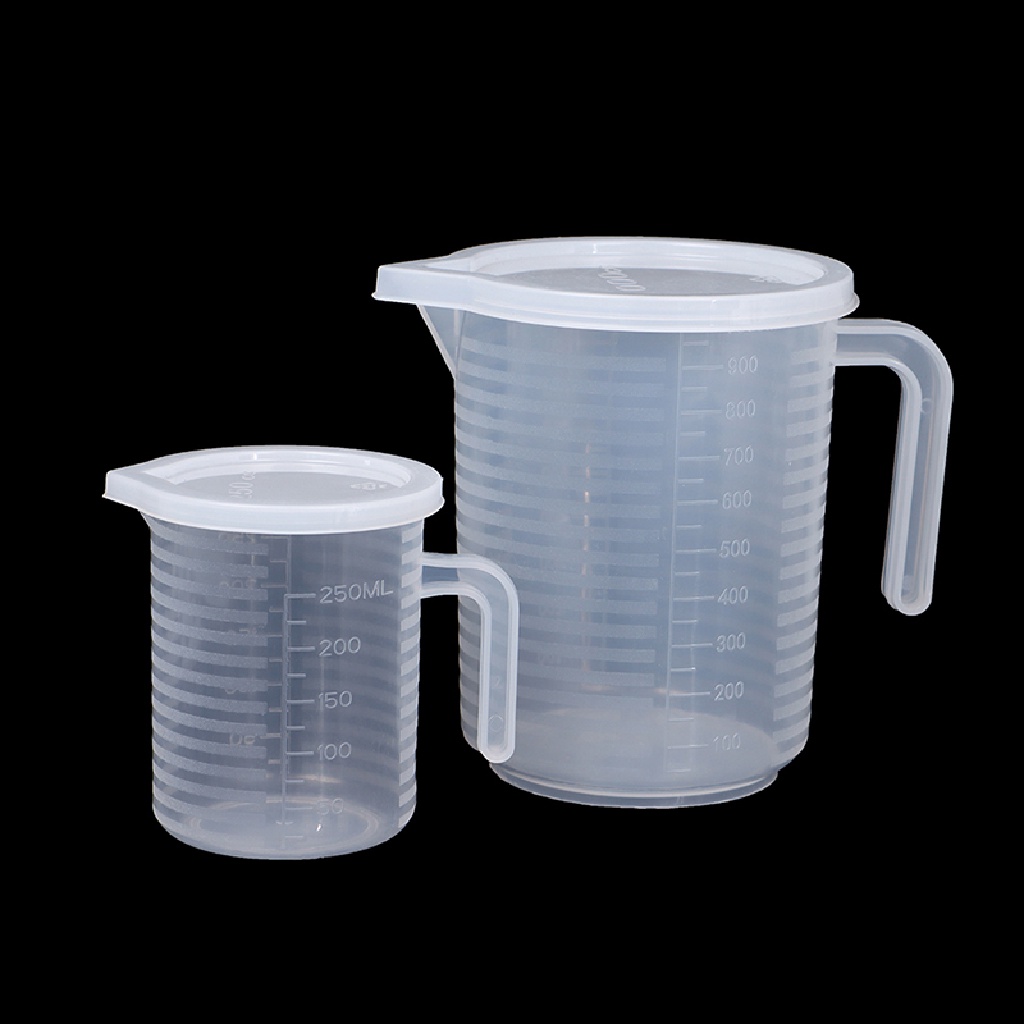 1pc Gelas Ukur Cairan Bahan Plastik Dengan Tutup