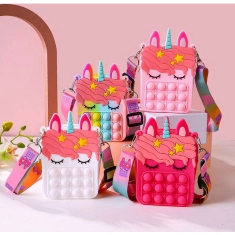 Pop it Sling Bag Unicorn / Tas Slempang Silicone Pop It Unicorn