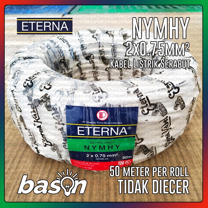 Eterna NYMHY 2 x 0.75mm @ 50m - TIDAK DI ECER - 1 roll = 50 meter