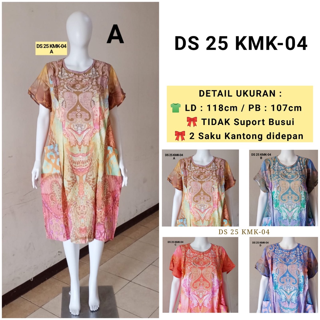 AS Daster Kaftan Batik Kudamas DS 25 LD 118cm - 122cm Tanpa Kancing