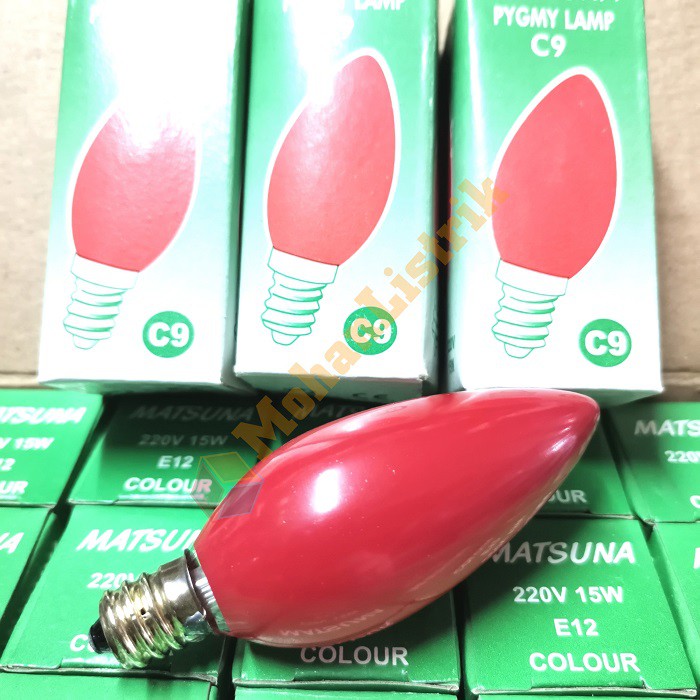 Lampu Lilin E12 Bohlam Besar Merah C9 220V 15W