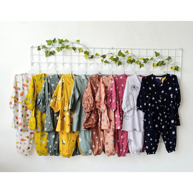 SET DRESS FREYA | SETELAN ANAK RAYON | ONE SET ANAK