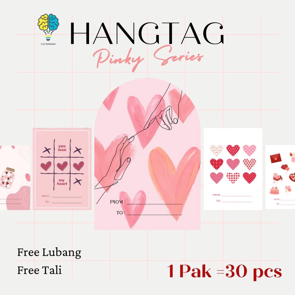 [30 pcs] Hangtag Pinky Perlengkapan Packaging Kemasan Pakaian Pink Series Hangtag Kasih Sayang By Aqilsolution