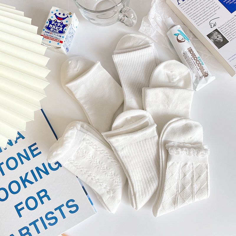 [COD] KAOS KAKI PUTIH PANJANG CUTE ALA KOREA IMPORT PREMIUM KAOS KAKI PUTIH DIATAS MATA KAKI MID SOCK KAOS KAKI WANITA RENDA