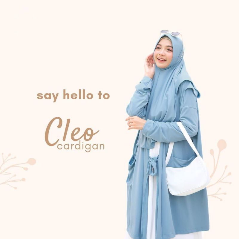 Jilbab Hijab Kerudung Bergo Khimar Instan Soft Pet Cleo Cardigan Jersey Premium Lengan Panjang Simpel Terbaru Kekinian Murah