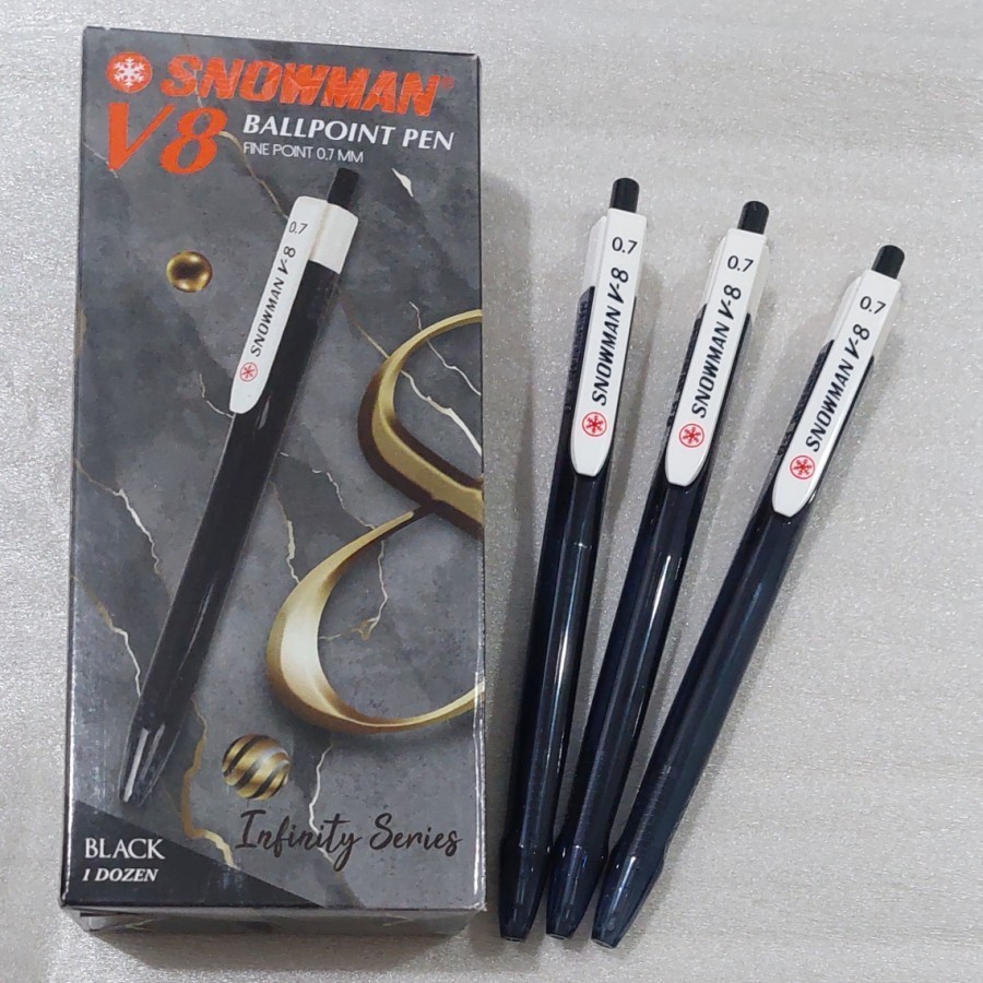 

Ballpoint / Pulpen / Bolpen Pen SNOWMAN V8 0.7mm - Hitam