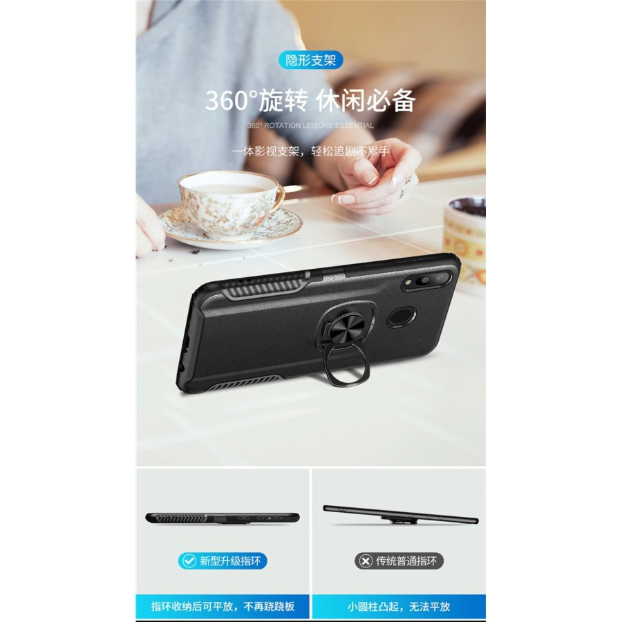 Samsung Note 10 Plus Hardcase Ring Carbon Thunder - Hitam
