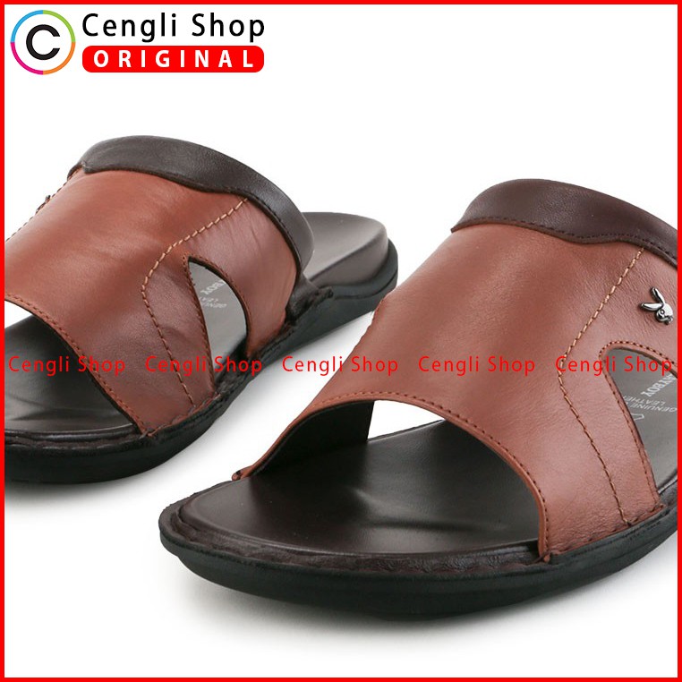 PLAYBOY SANDAL KULIT CASUAL PRIA ORIGINAL TERBARU BRANDED COKLAT PLD4