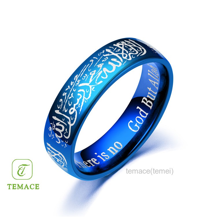 Cincin Pria Warna Biru Hitam 8mm untuk Nikah/Hadiah